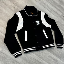 Load image into Gallery viewer, Black Corduroy Letterman Jacket