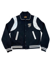 Load image into Gallery viewer, Black Corduroy Letterman Jacket