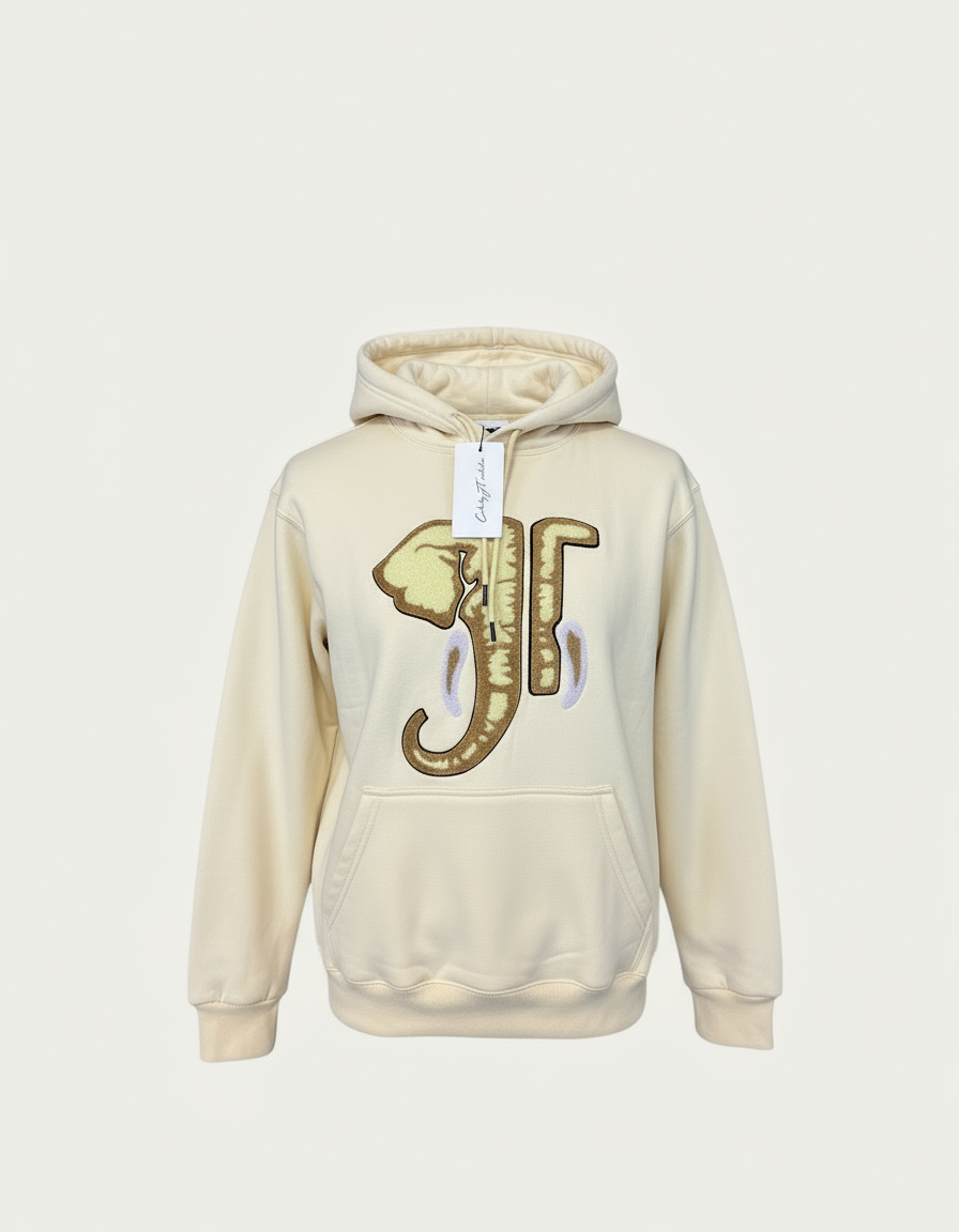 Cream Big Face Hoodie