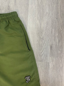 Green Nylon Logo Shorts