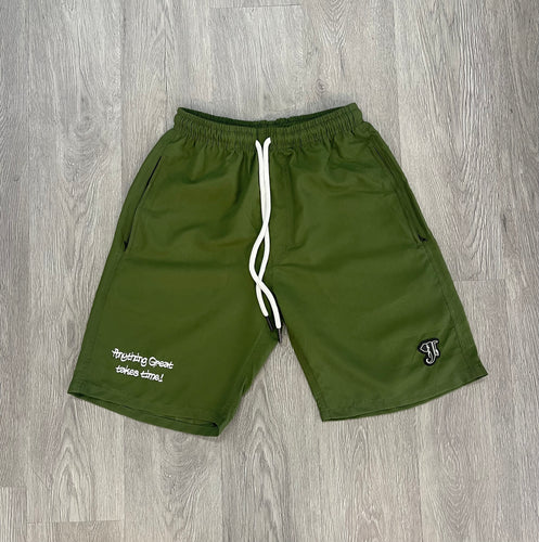 Green Nylon Logo Shorts