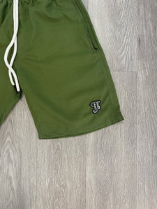 Green Nylon Logo Shorts