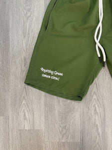 Green Nylon Logo Shorts