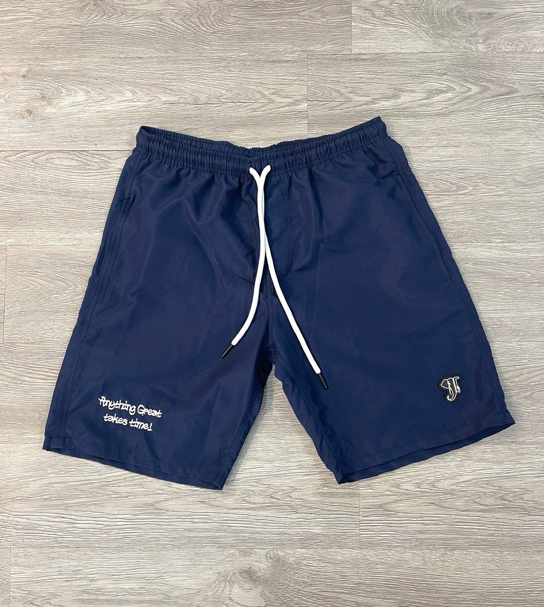 Navy Nylon Logo Shorts